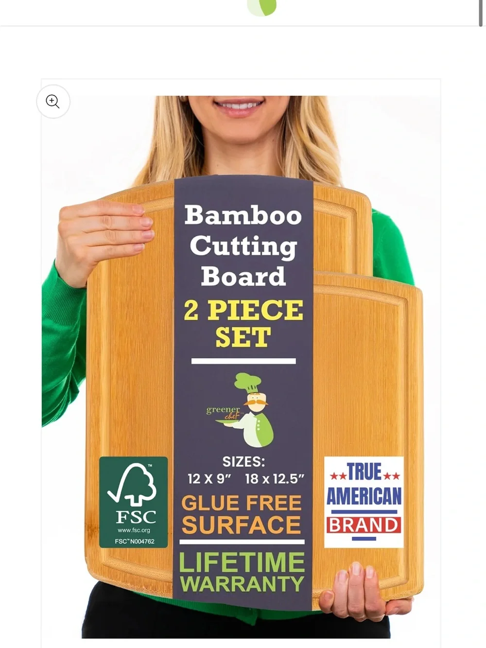 Bamboo Cutting Board Set - Natural Brown (2-Piece)